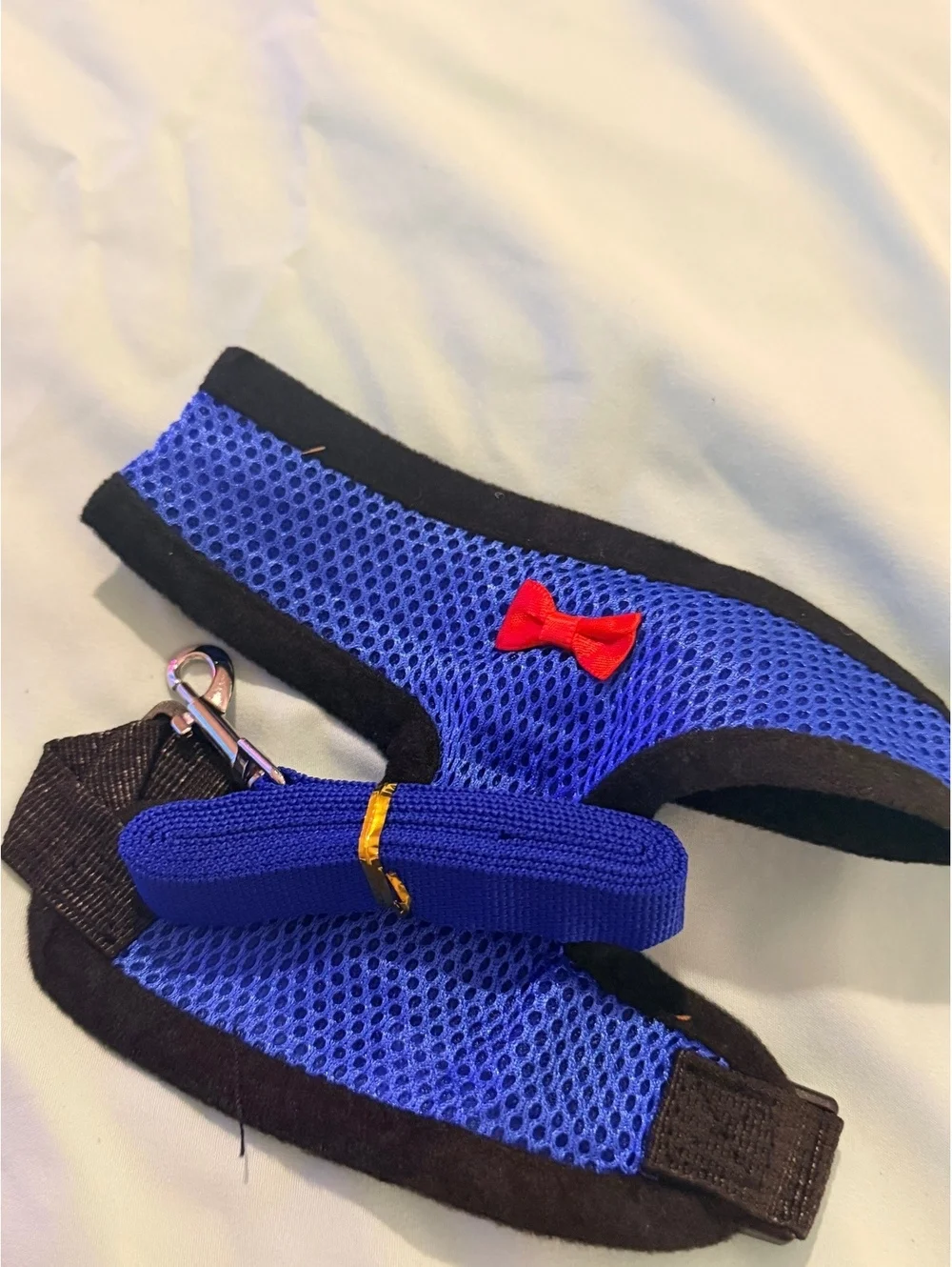 Adjustable Mesh Dog Harness with Leash Set - Purple and Blue